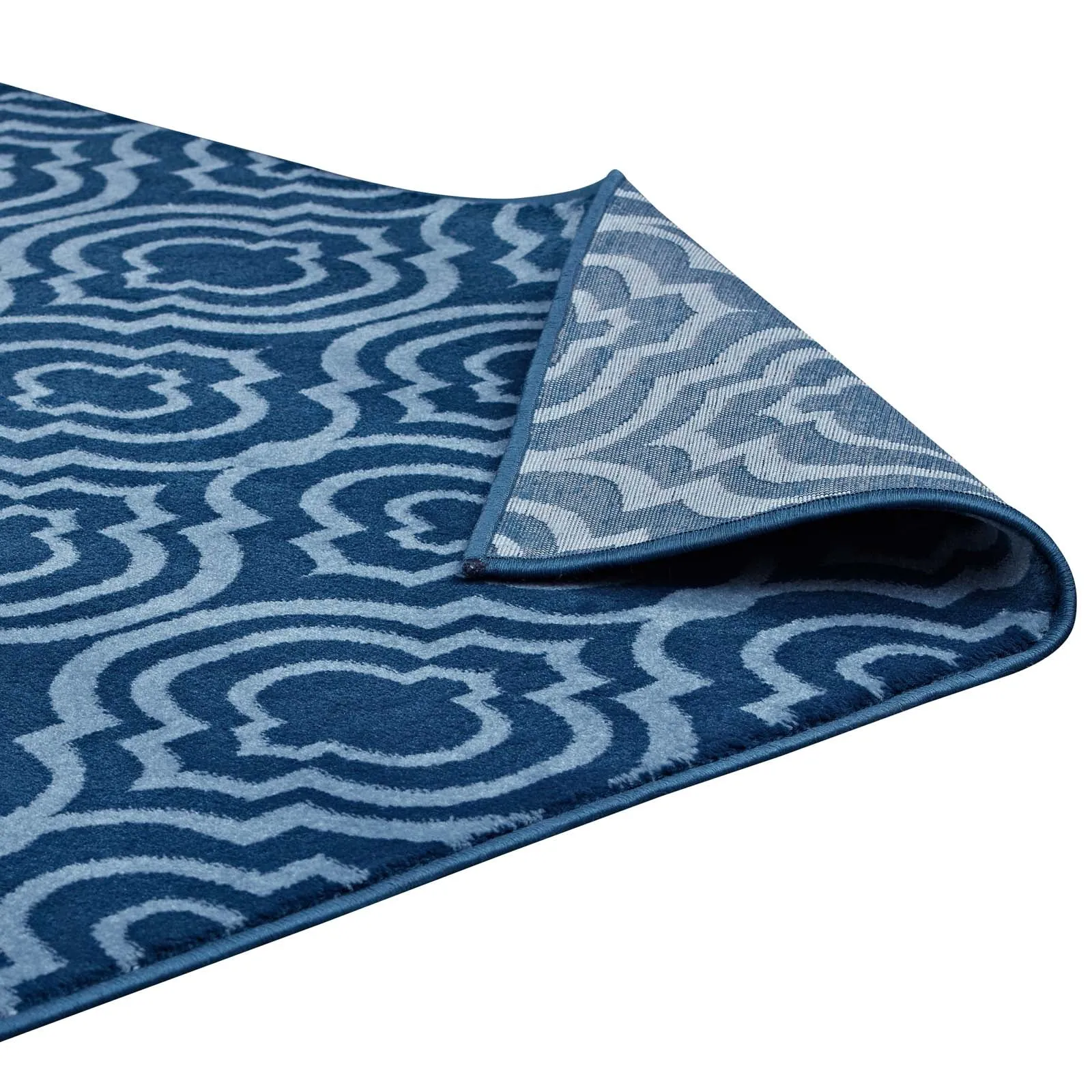 Frame Transitional Moroccan Trellis 5x8 Area Rug  Moroccan Blue and Light Blue