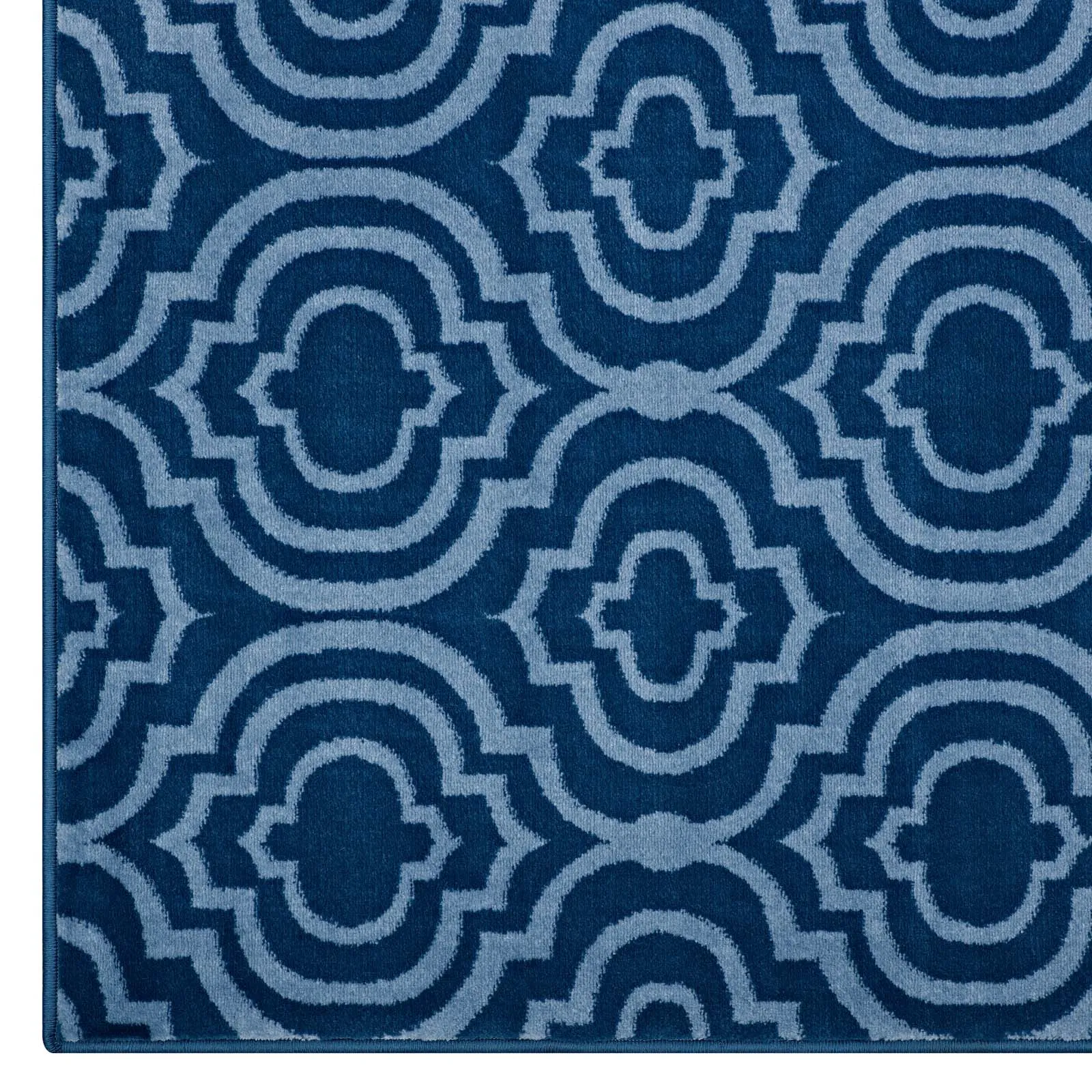 Frame Transitional Moroccan Trellis 5x8 Area Rug  Moroccan Blue and Light Blue