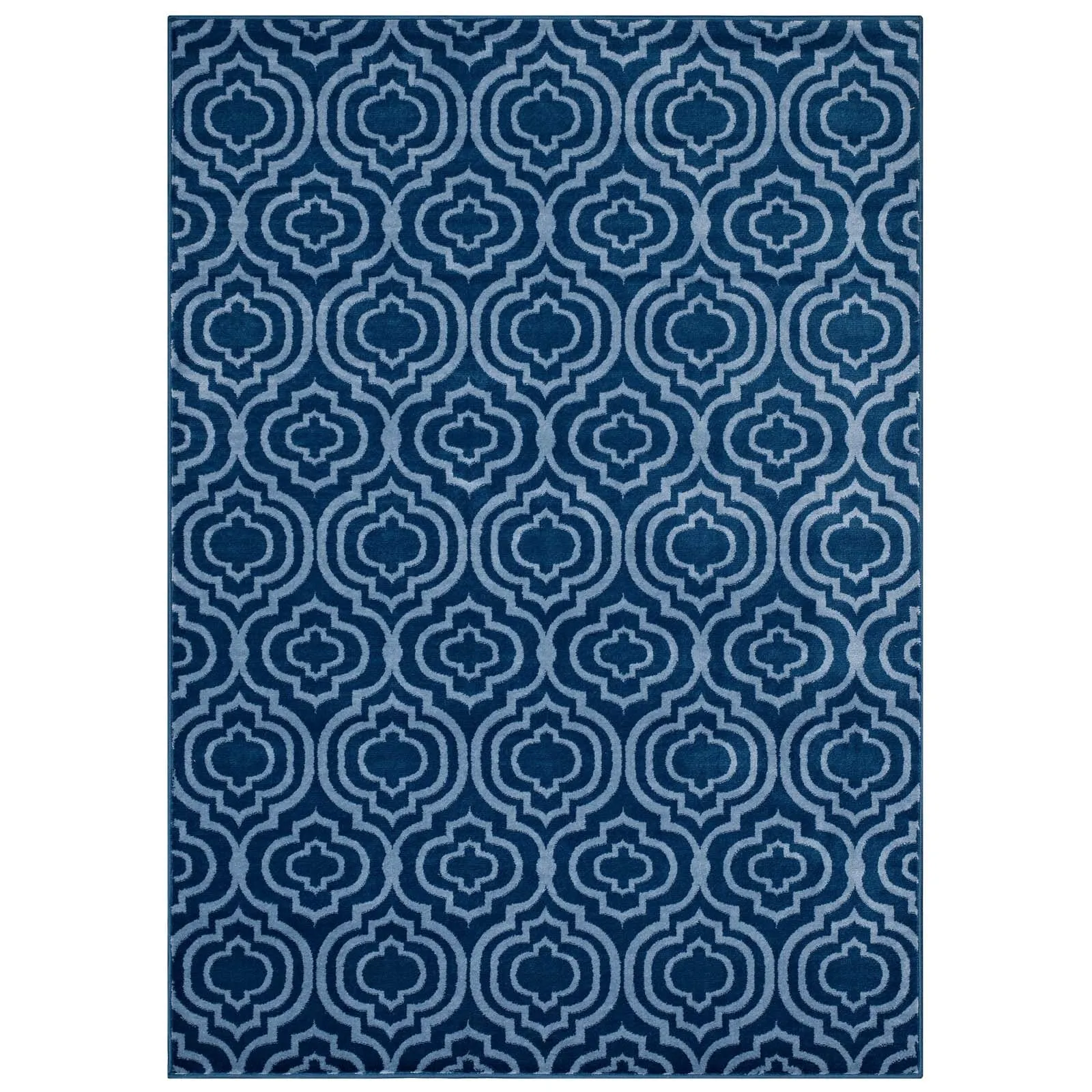 Frame Transitional Moroccan Trellis 5x8 Area Rug  Moroccan Blue and Light Blue