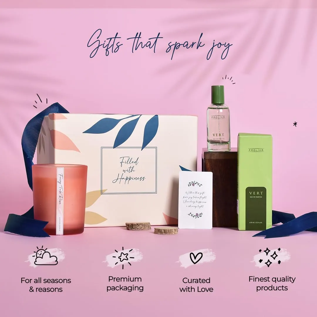 Gleevers Gift for Women | Gift Box Pack of 2 with Perfume(30 ml) & Candle (Rose,250 gm) | Birthday Gift, Anniversary Gift, Valentine Gift, Secret Santa Gifts