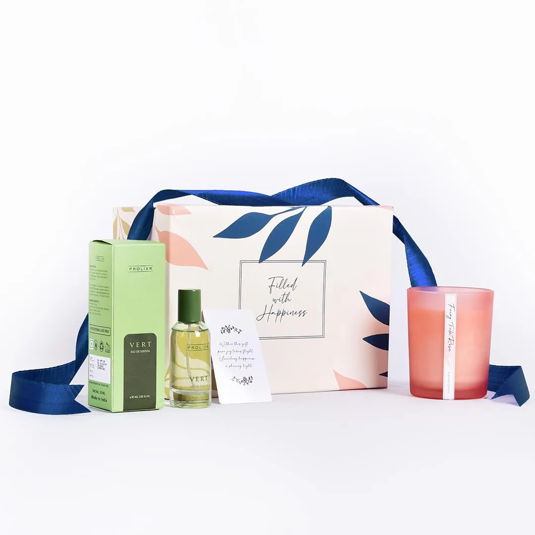 Gleevers Gift for Women | Gift Box Pack of 2 with Perfume(30 ml) & Candle (Rose,250 gm) | Birthday Gift, Anniversary Gift, Valentine Gift, Secret Santa Gifts