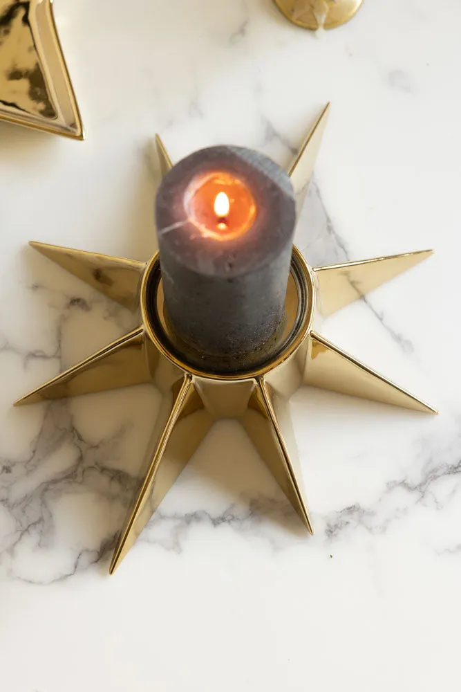 Gold Star Candle Holder