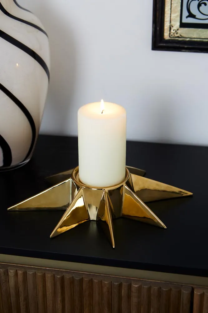 Gold Star Candle Holder