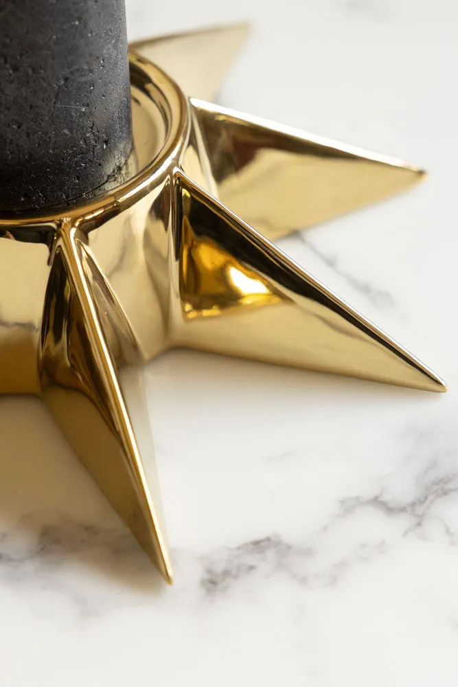 Gold Star Candle Holder