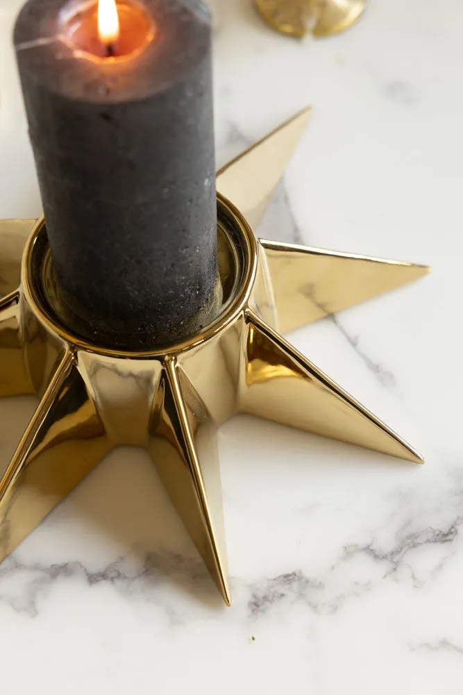 Gold Star Candle Holder