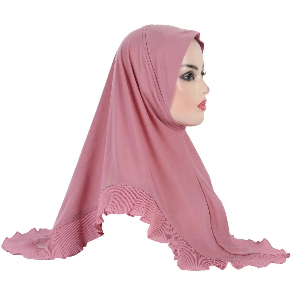 H322 GIRLS COTTON JERSEY WITH LACE INSTANT HIJAB