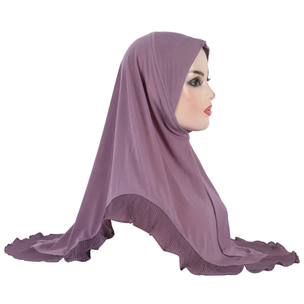 H322 GIRLS COTTON JERSEY WITH LACE INSTANT HIJAB