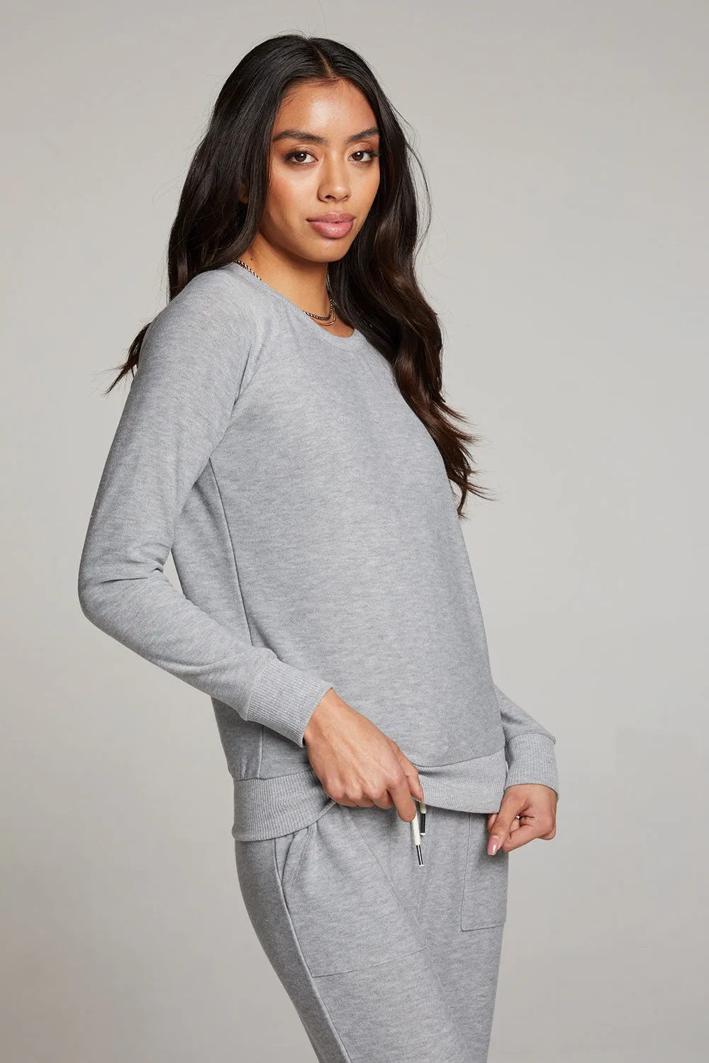 Heather Grey Long Sleeve Raglan Pullover