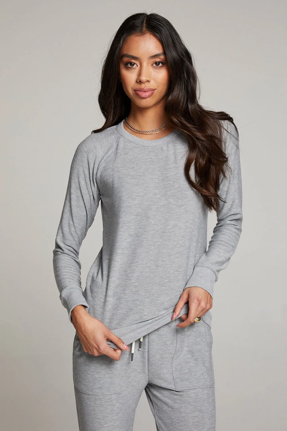 Heather Grey Long Sleeve Raglan Pullover