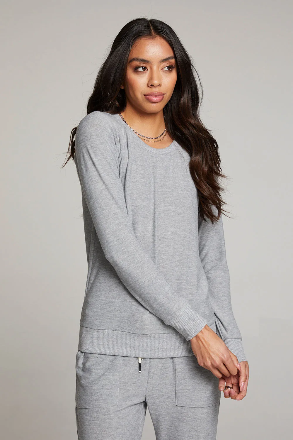 Heather Grey Long Sleeve Raglan Pullover