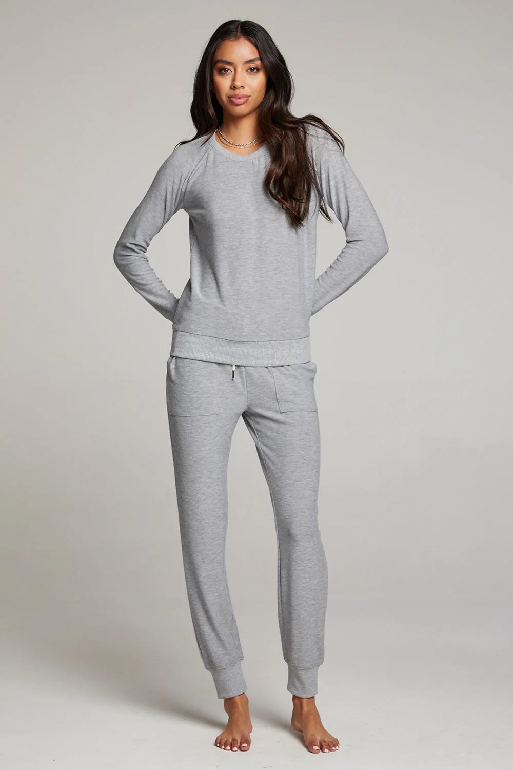 Heather Grey Long Sleeve Raglan Pullover