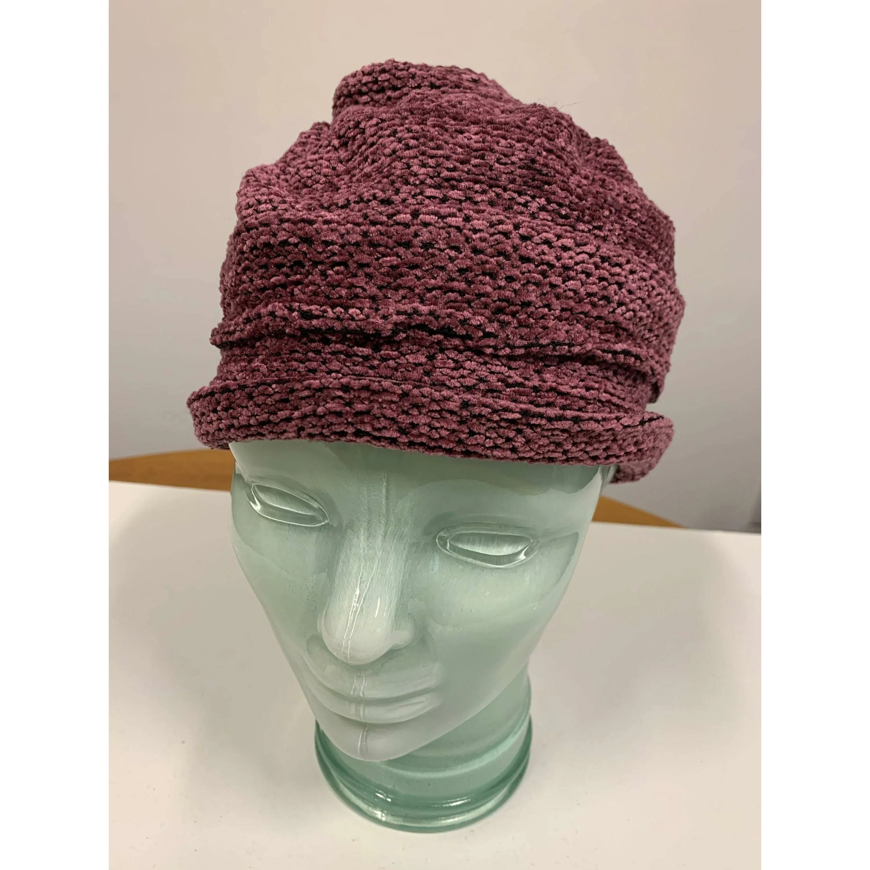 Hypo allergenic vegan cozy soft warm free form purple chenille hat. Free Shipping