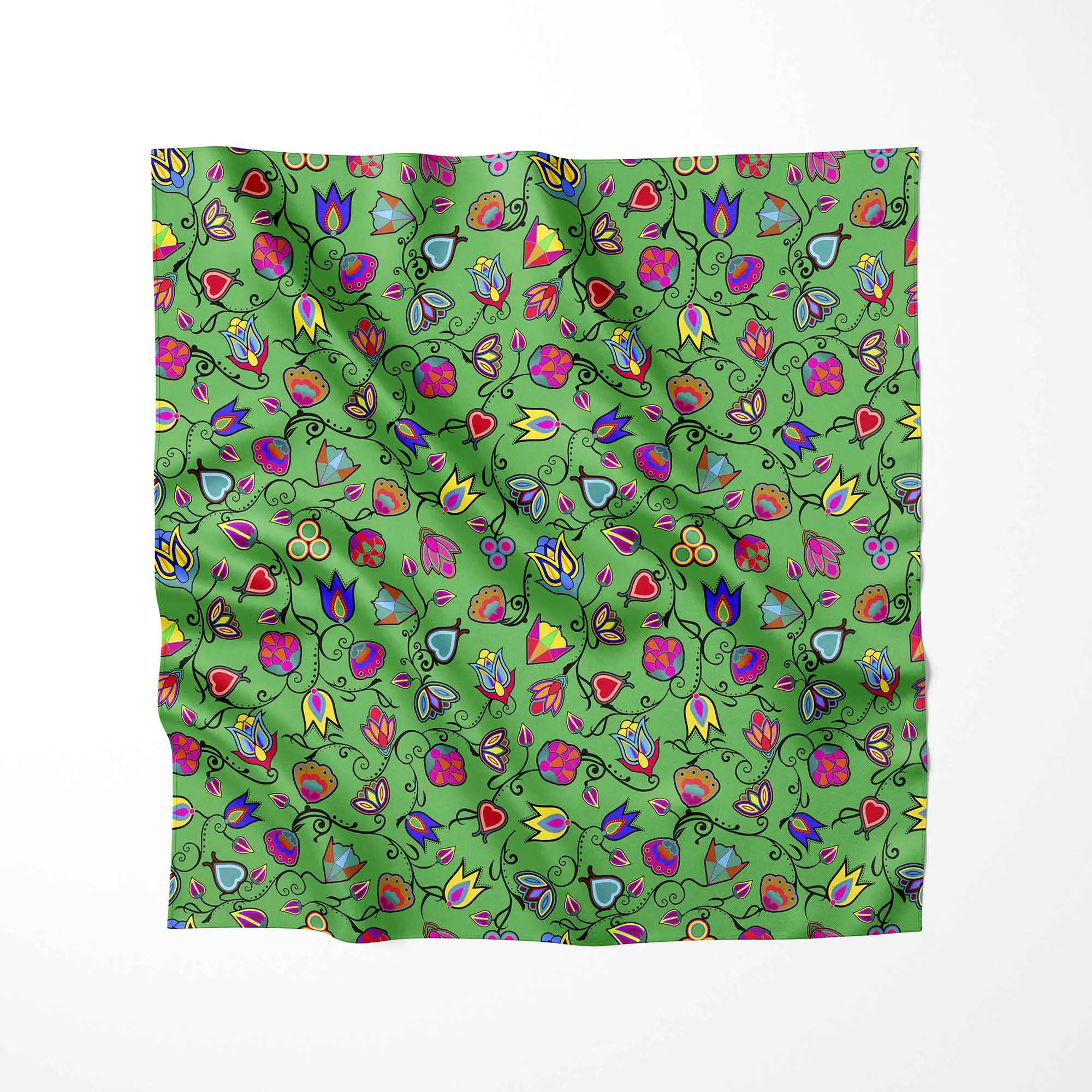 Indigenous Paisley Green Satin Fabric By the Yard Pre Order
