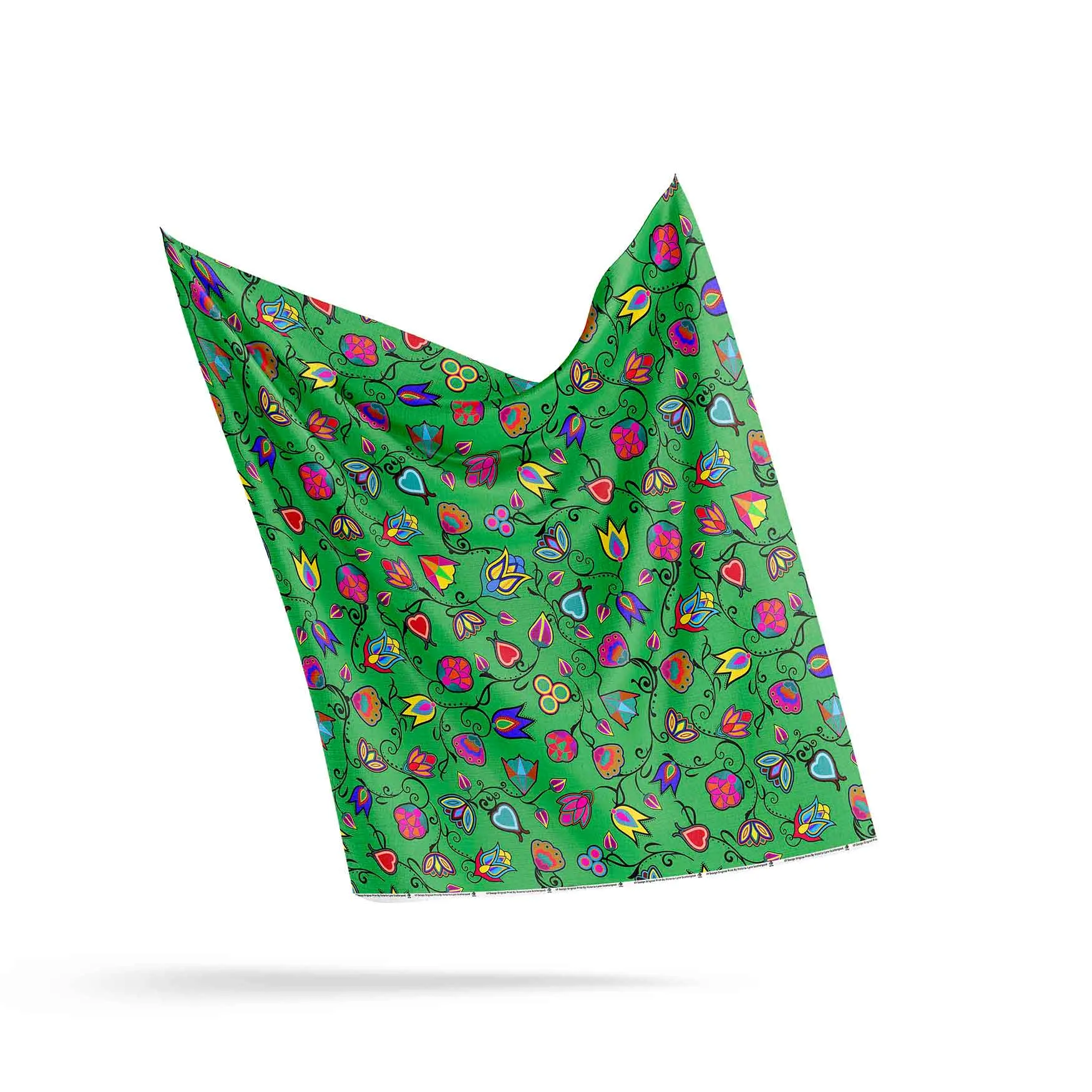 Indigenous Paisley Green Satin Fabric By the Yard Pre Order