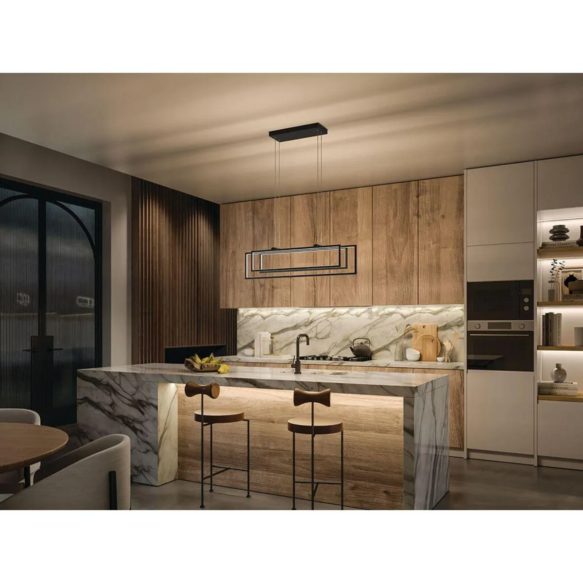 Jestin 38 in. 3 Lights LED Pendant Light Matte Black finish