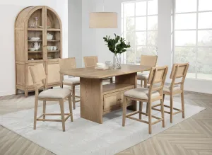 Kailani - 8 Piece Counter Dining Set with Cabinet - Beige Oak