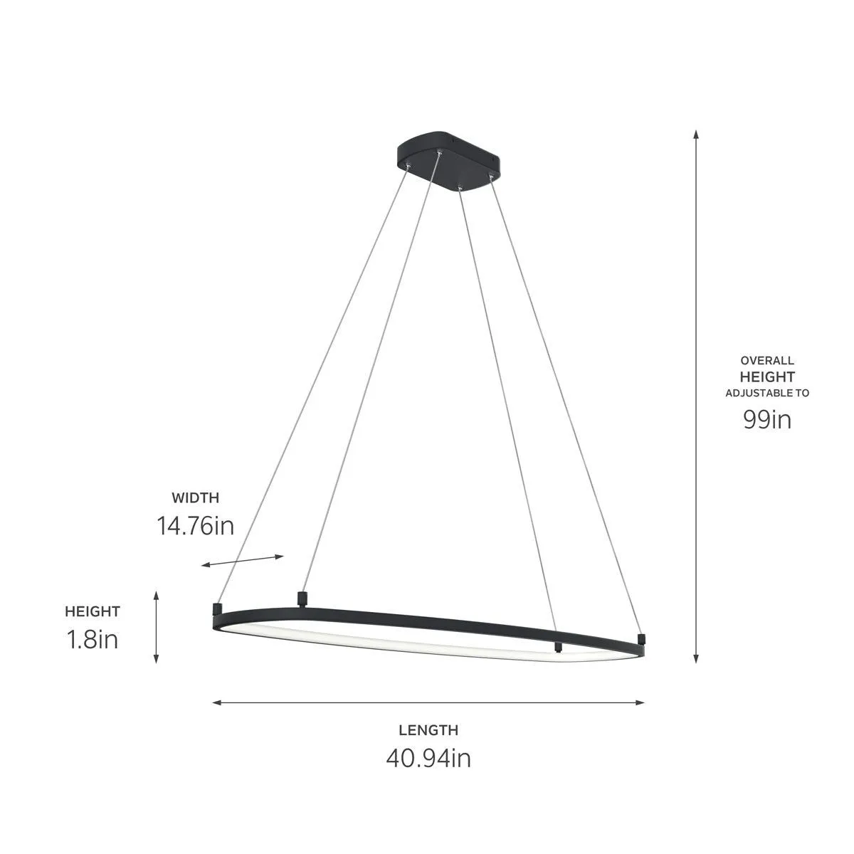 Koloa 41 in. LED Chandelier Matte Black finish