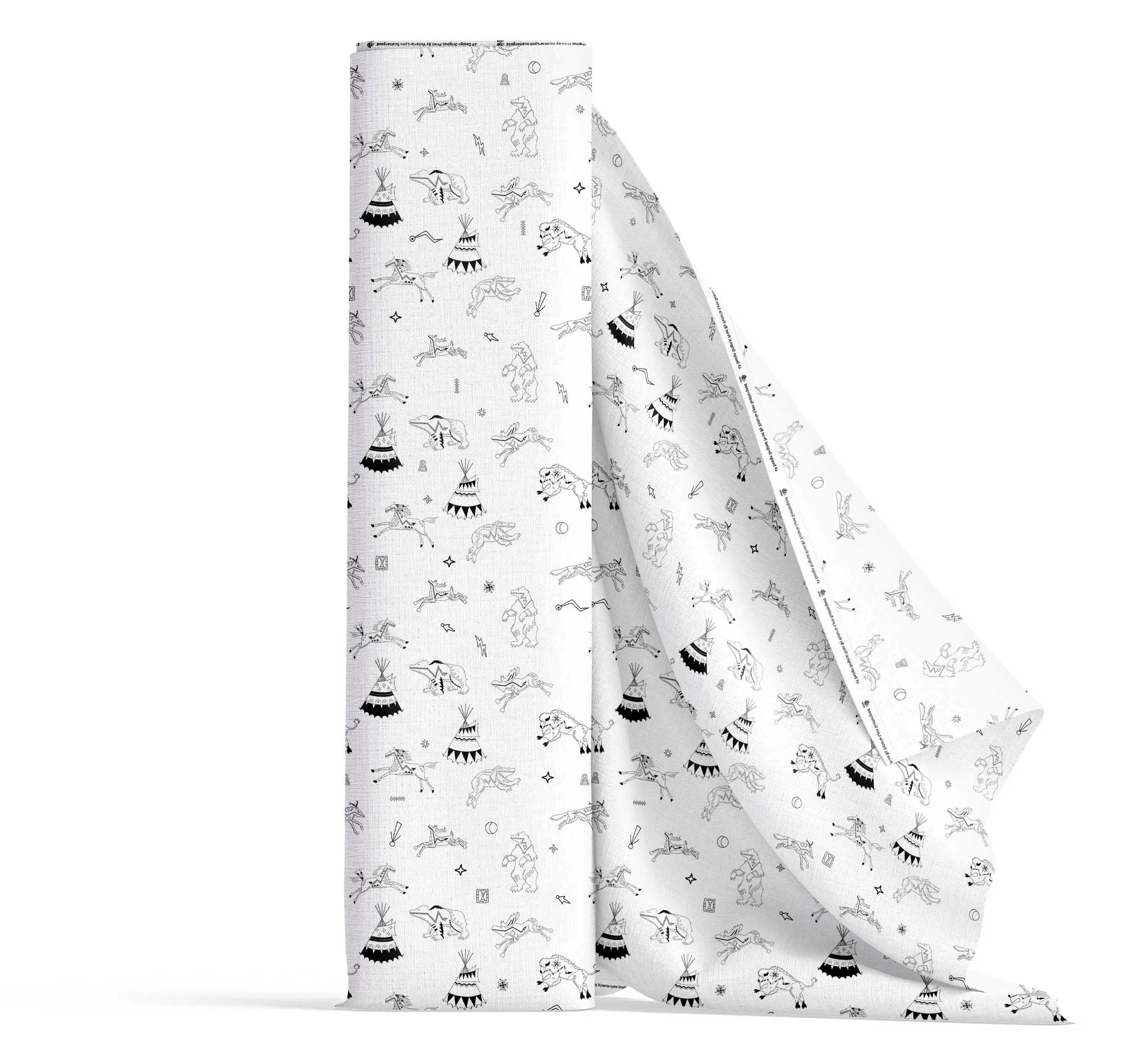 Ledger Dabbles White Satin Fabric By the Yard Pre Order