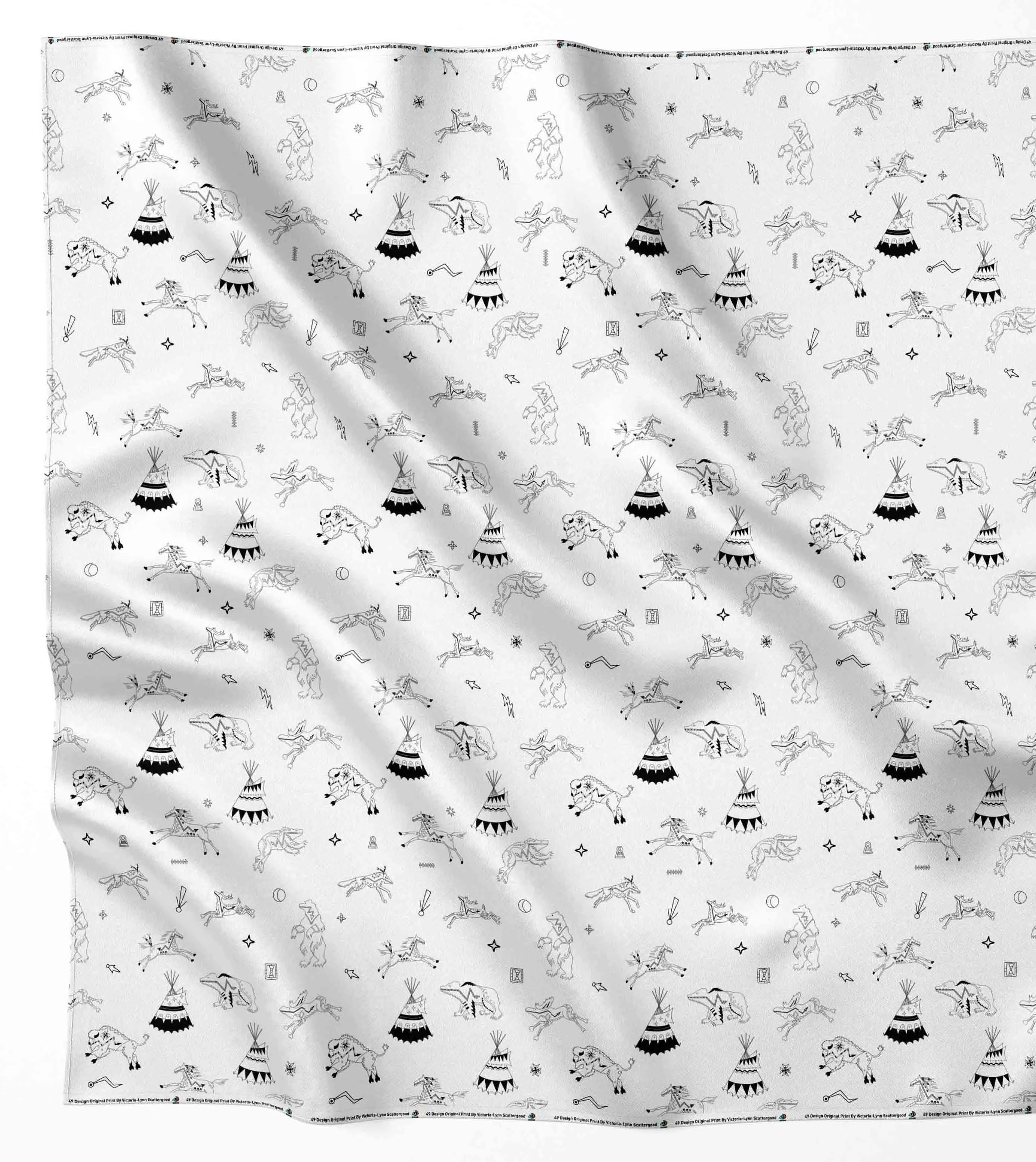 Ledger Dabbles White Satin Fabric By the Yard Pre Order