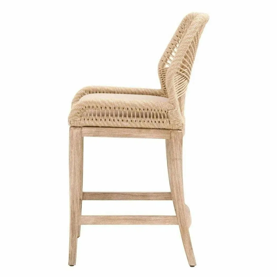 Loom Counter Stool Sand Rope Light Gray Natural Gray Mahogany