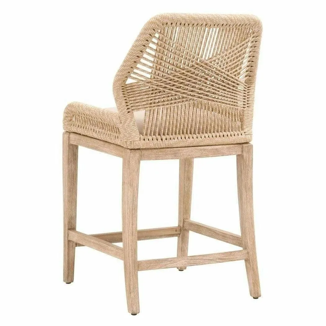Loom Counter Stool Sand Rope Light Gray Natural Gray Mahogany