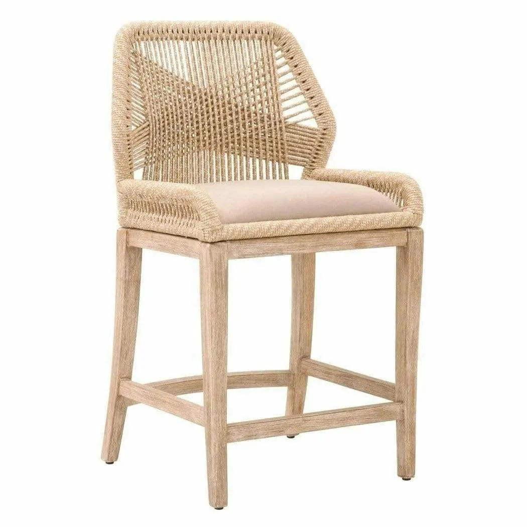 Loom Counter Stool Sand Rope Light Gray Natural Gray Mahogany