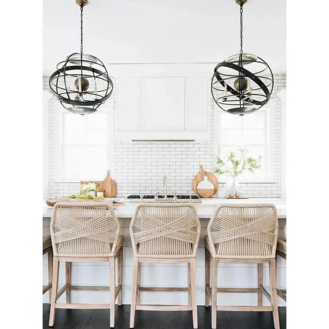 Loom Counter Stool Sand Rope Light Gray Natural Gray Mahogany