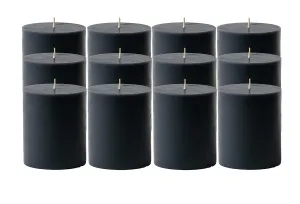 Luces Set of 12 Black pillar candle Jasmine Scented Candles for Diwali X-mas Home Decoration Birthday Valentine Gifts Party Room Decor