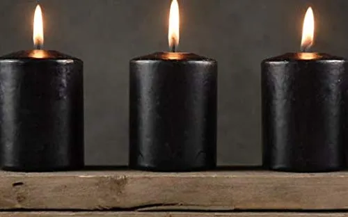 Luces Set of 12 Black pillar candle Jasmine Scented Candles for Diwali X-mas Home Decoration Birthday Valentine Gifts Party Room Decor