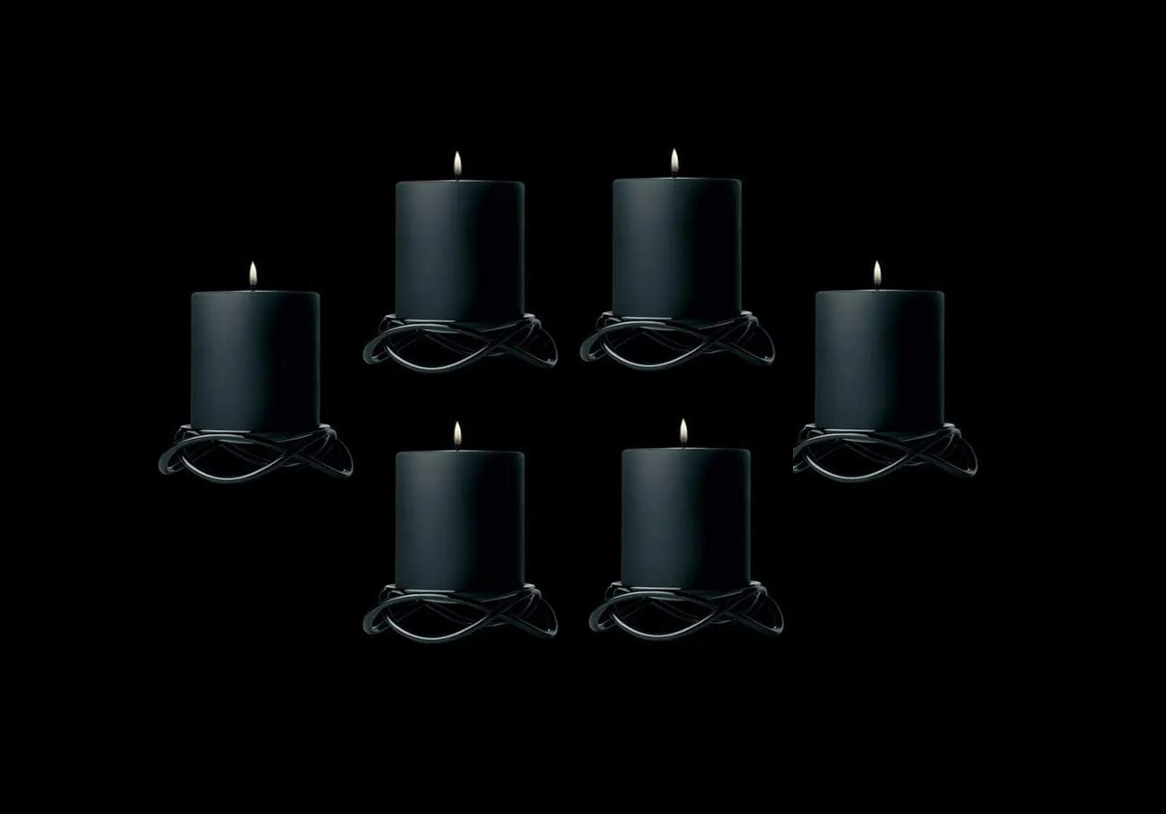 Luces Set of 12 Black pillar candle Jasmine Scented Candles for Diwali X-mas Home Decoration Birthday Valentine Gifts Party Room Decor
