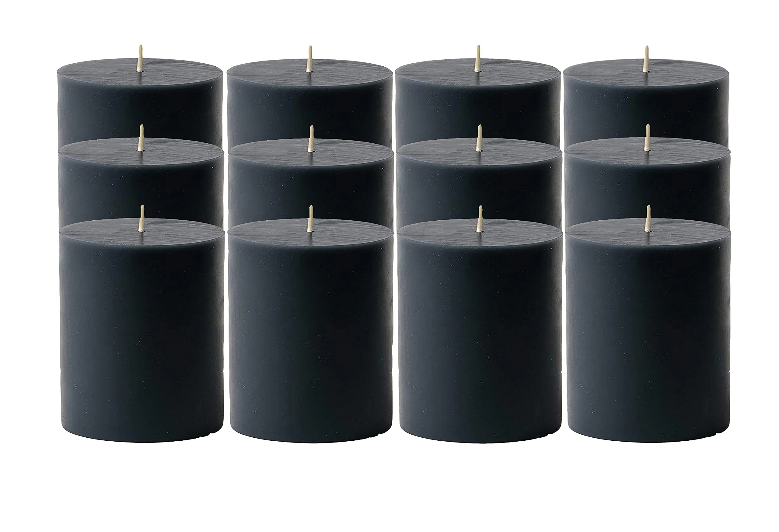 Luces Set of 12 Black pillar candle Jasmine Scented Candles for Diwali X-mas Home Decoration Birthday Valentine Gifts Party Room Decor