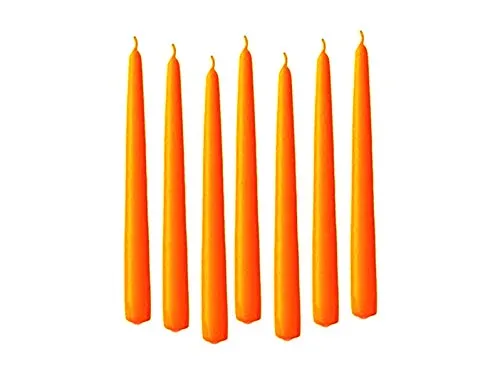 Luces Smokeless Scented Paraffin Wax Orange Tapered Stick Candles Decorations for Living Room, Hall Room, Dinner Table,Birthday Party, Pack of 8