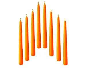 Luces Smokeless Scented Paraffin Wax Orange Tapered Stick Candles Decorations for Living Room, Hall Room, Dinner Table,Birthday Party, Pack of 8