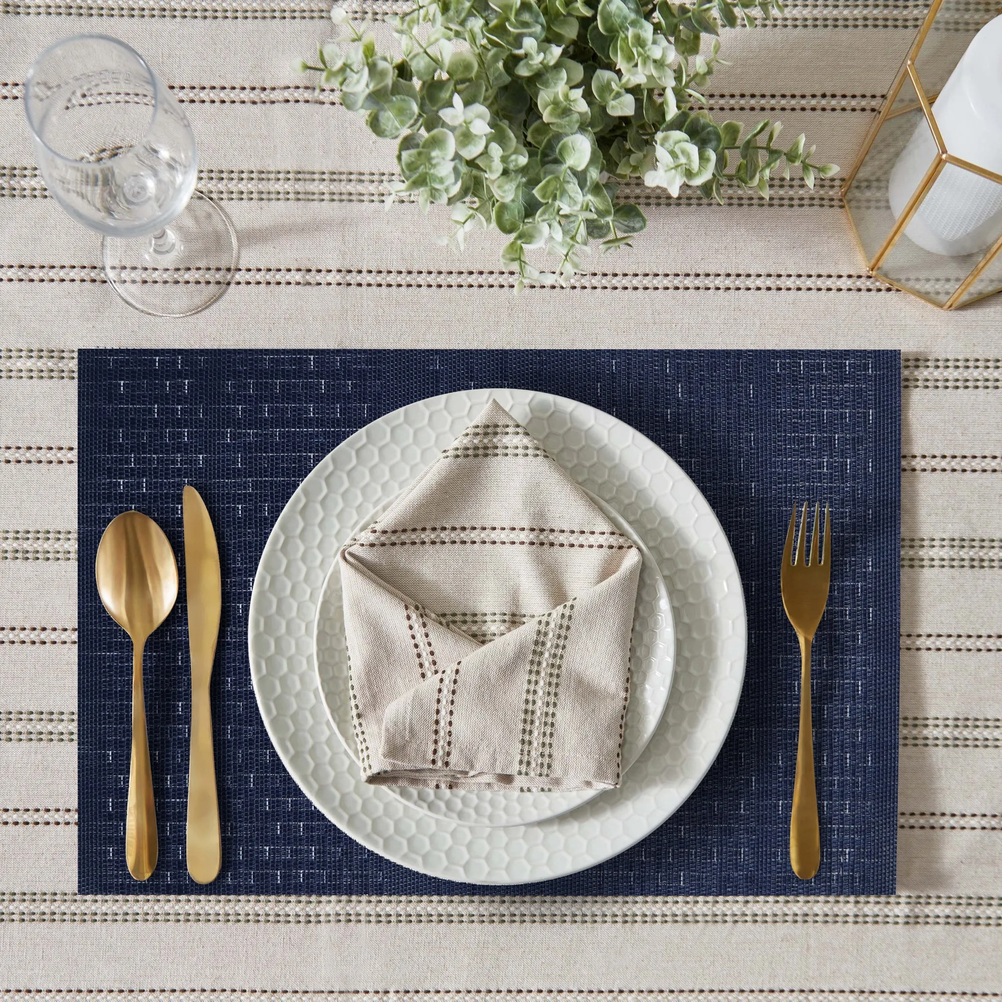 Luxury Placemat Set of 4 | Heat Resistant Placemats | Table Mats | Cotton Home - Linen Touch Blue
