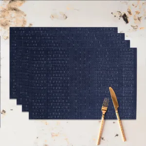 Luxury Placemat Set of 4 | Heat Resistant Placemats | Table Mats | Cotton Home - Linen Touch Blue