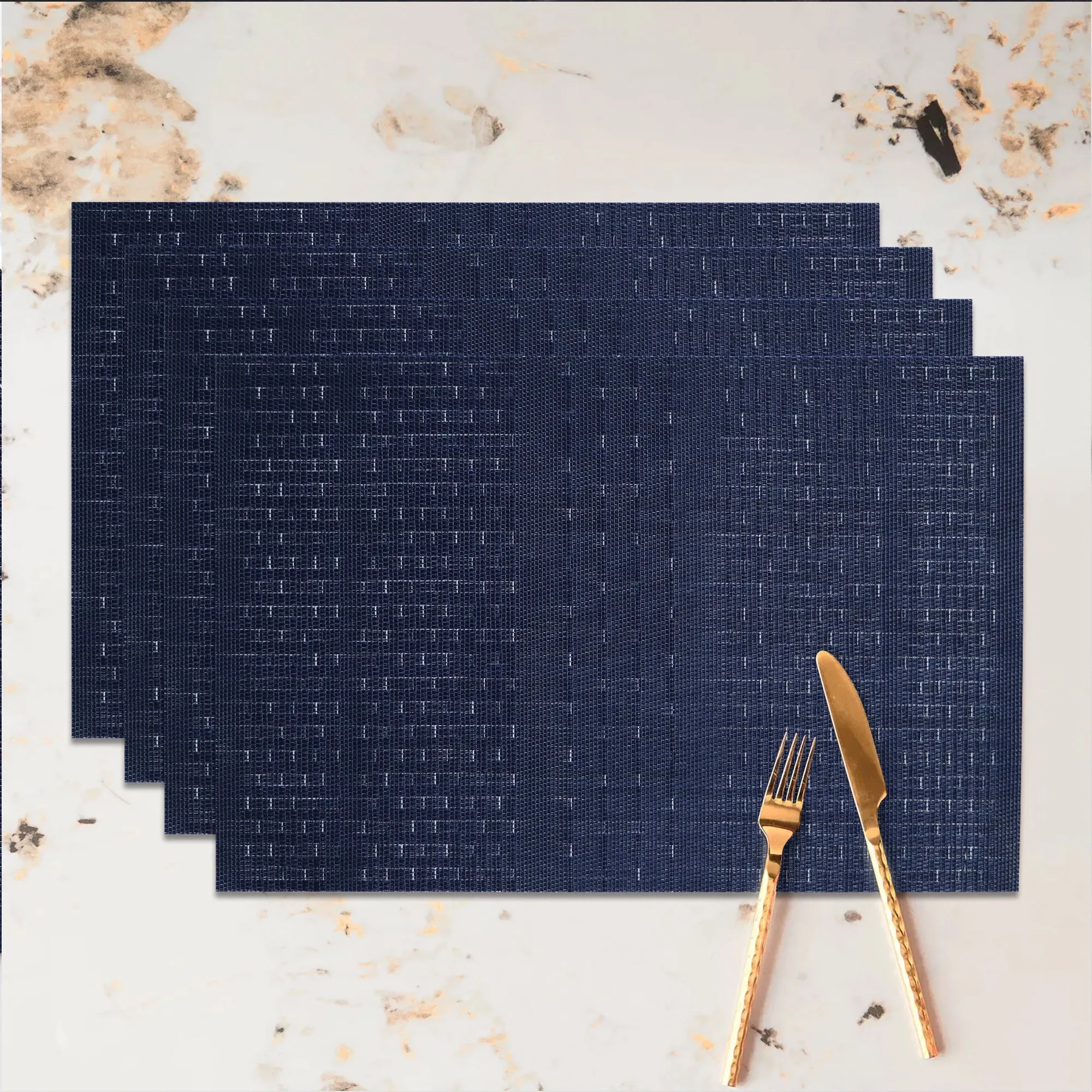 Luxury Placemat Set of 4 | Heat Resistant Placemats | Table Mats | Cotton Home - Linen Touch Blue