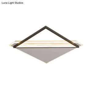 Minimalist Rhombus Flushmount LED Ceiling Light in Black-White, 16.5"/20.5" Wide