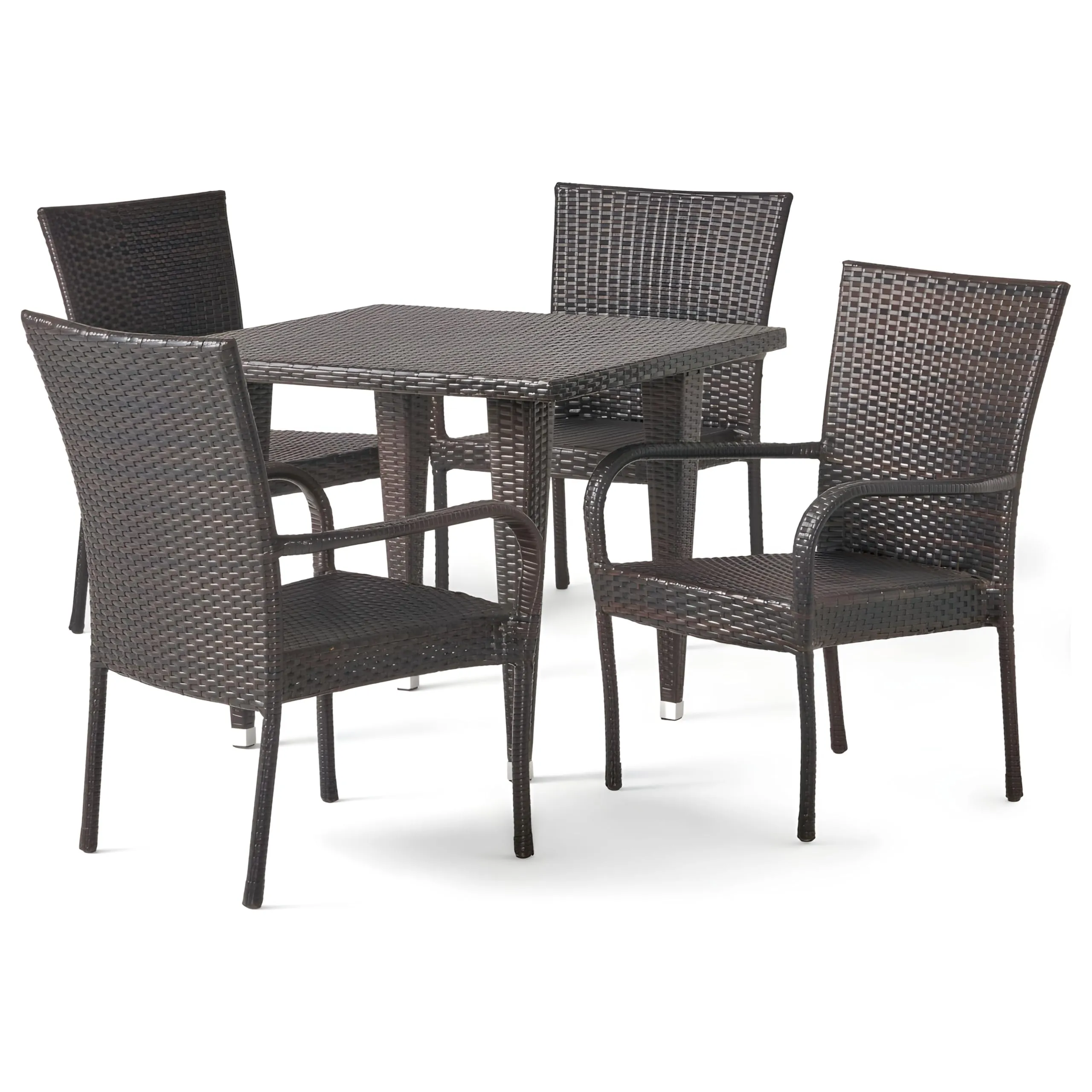 MJA FURNITURE Patio Outdoor Dining Table Set 4 Seater, Rattan Wicker Dining Chairs with Table Set for Dining Room, Living Room, Garden (4 Chair 1 Table)
