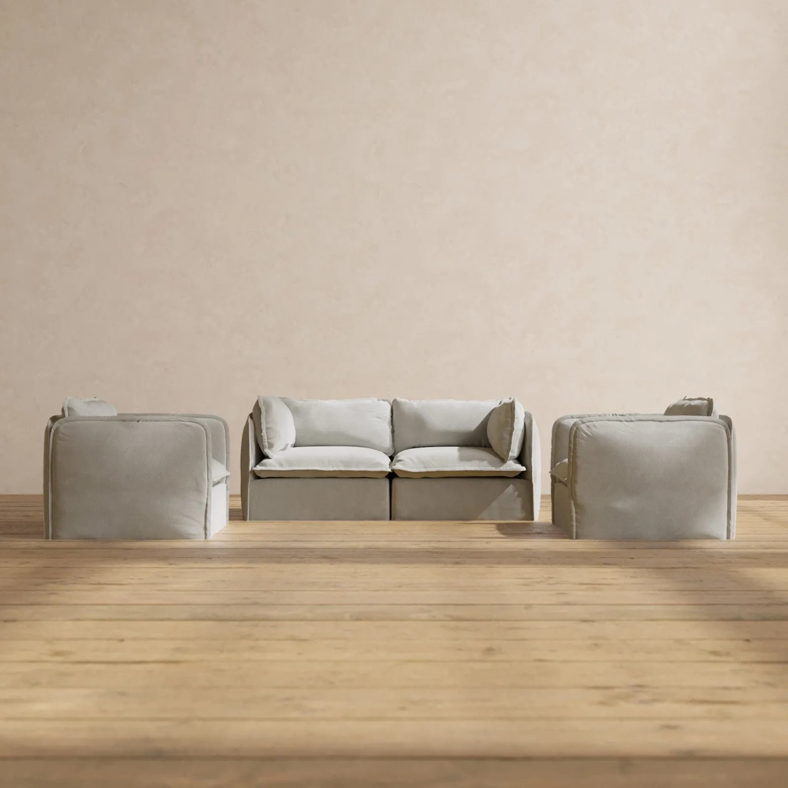 Modular Performance 2-Seater Sofa   Armchair Set in Cloud | Relaxed Blend