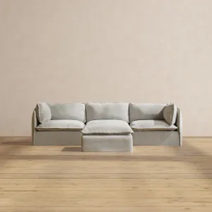 Modular Performance 3-Seater   Ottoman in Cloud | Relaxed Blend