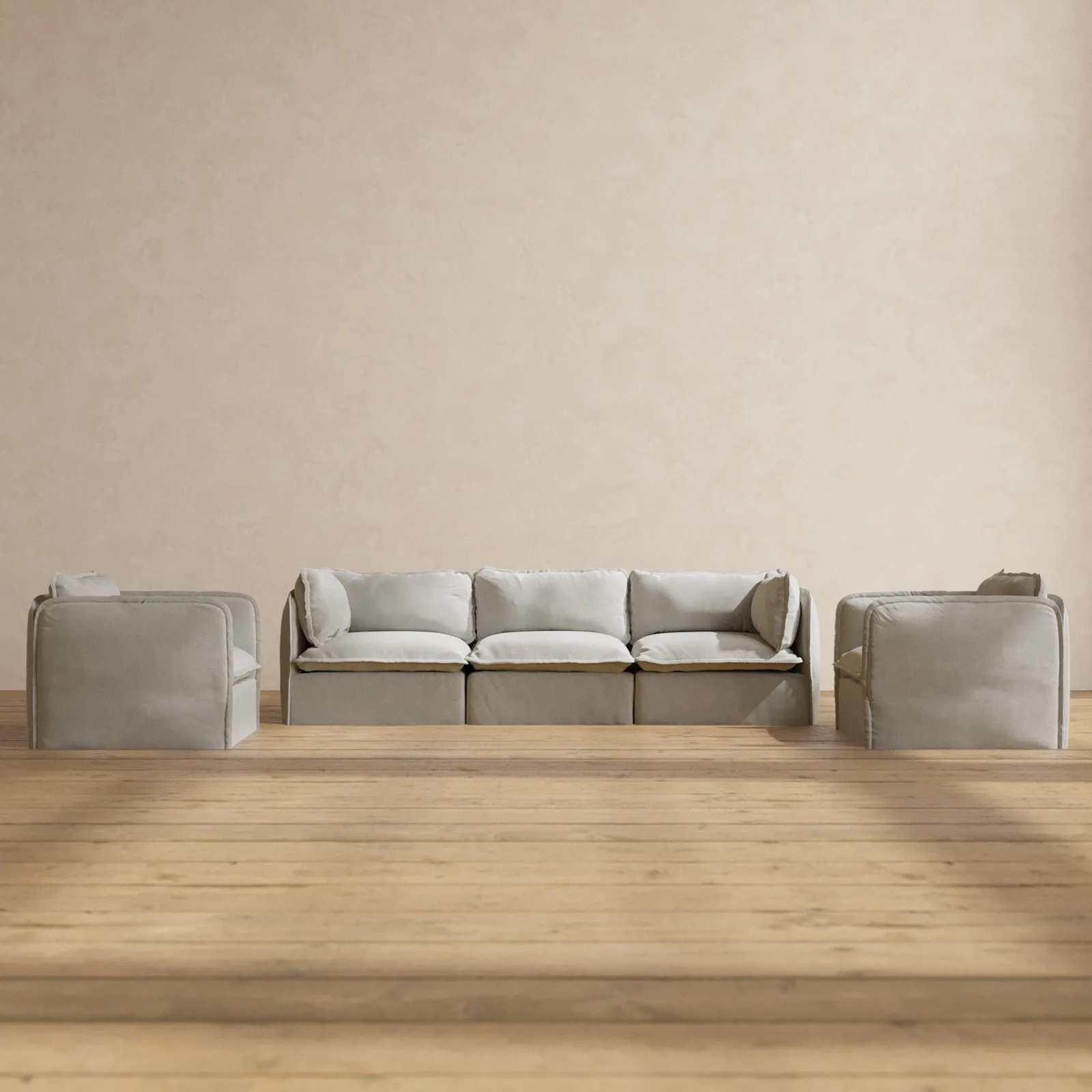 Modular Performance 3-Seater Sofa   Armchair Set in Cloud | Deluxe Blend
