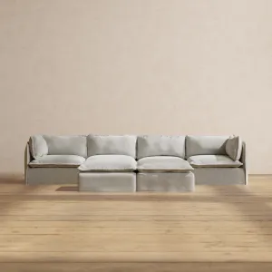 Modular Performance 4-Seater   Bench Ottoman in Cloud | Relaxed Blend