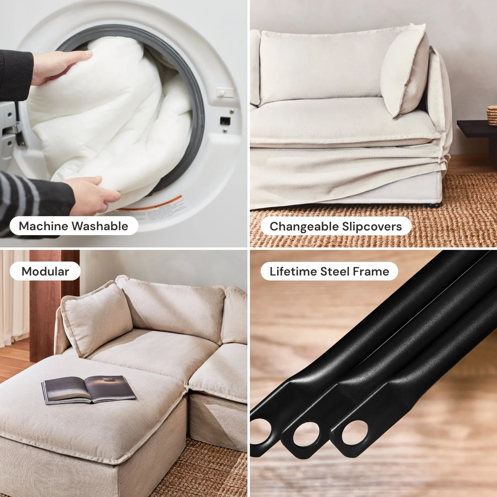 Modular Performance 4-Seater Sofa   Armchair Set in Cloud | Relaxed Blend