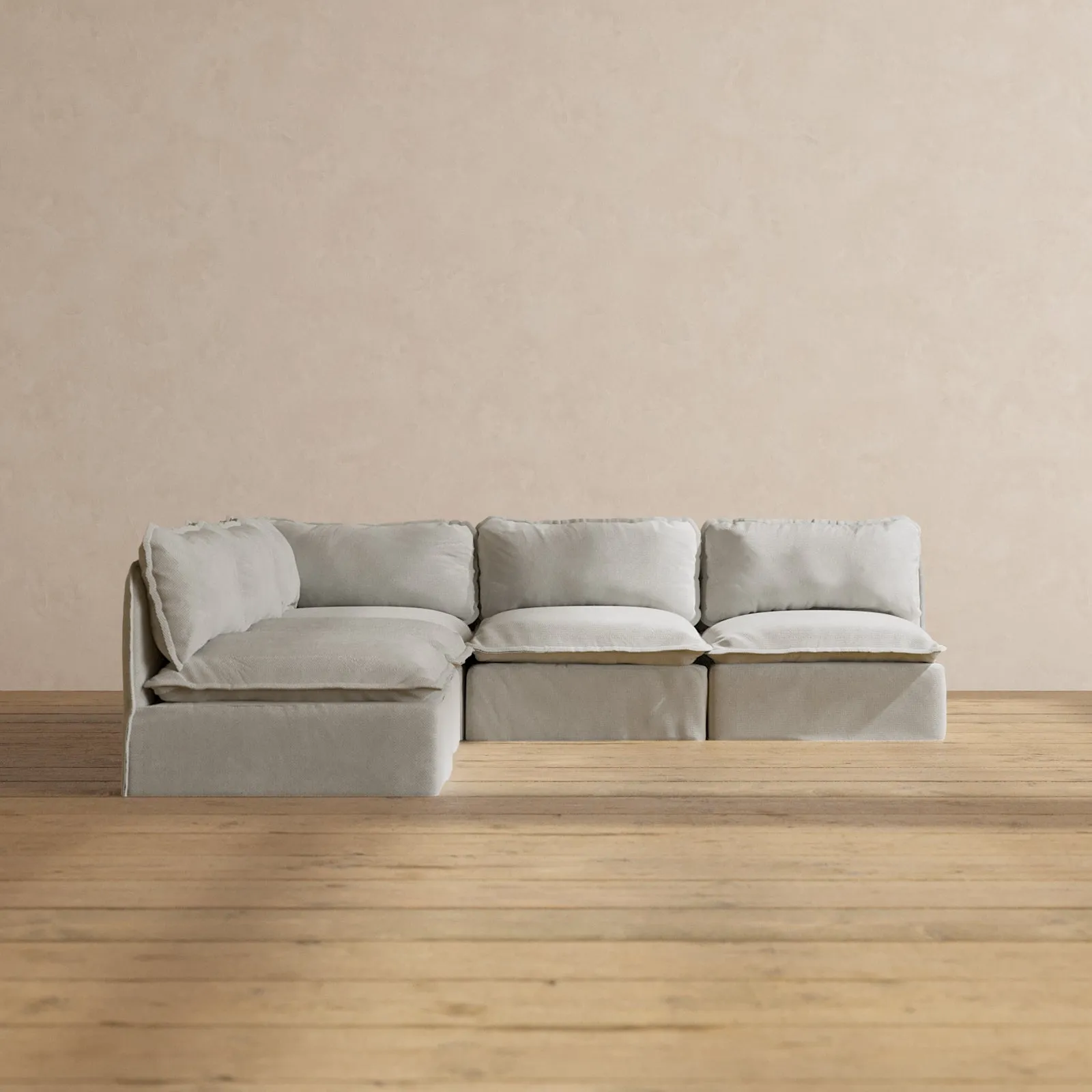 Modular Performance 5-Seater Open-Ends Corner Sectional in Cloud | Relaxed Blend