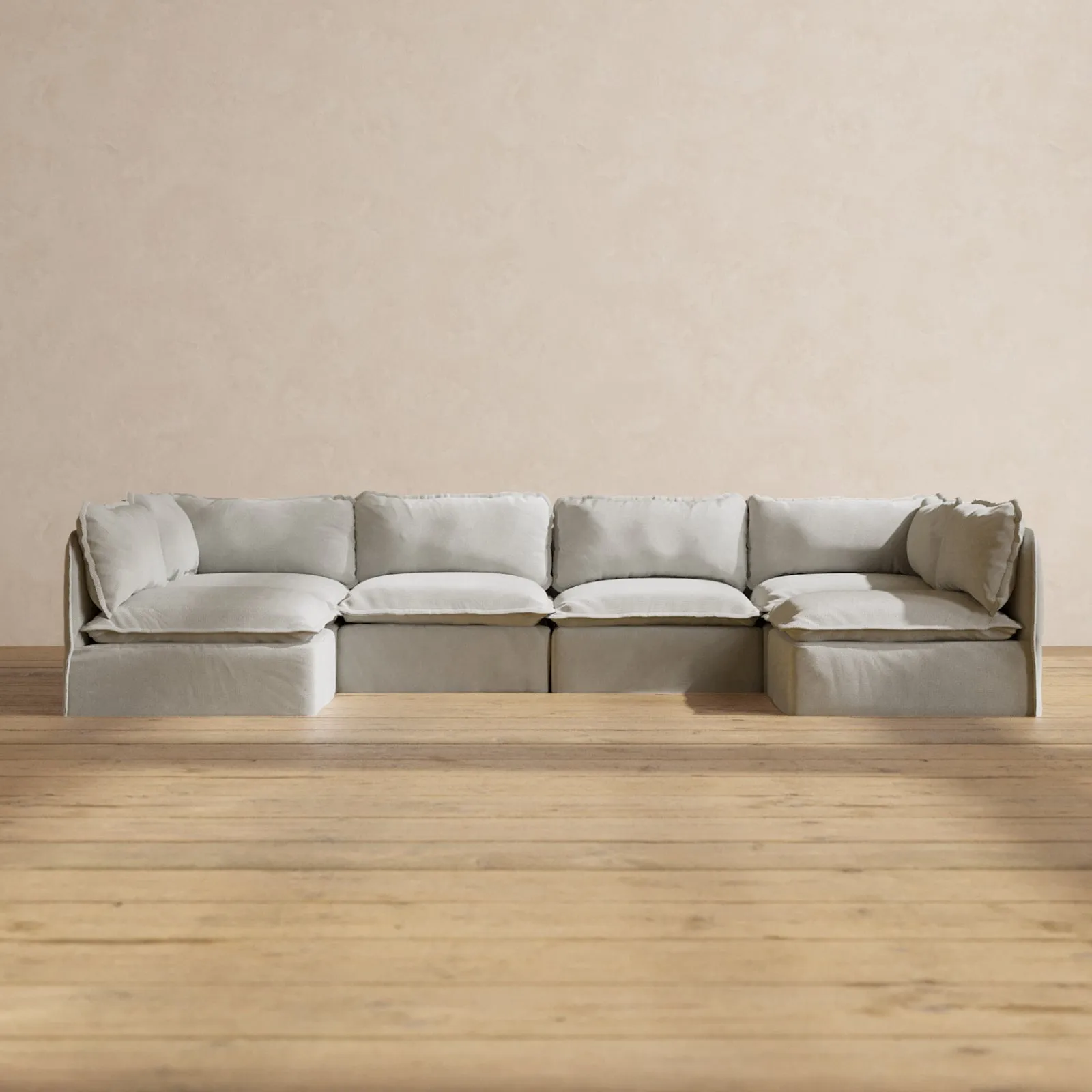 Modular Performance 6-Seater Open-Ends U-Sectional in Cloud | Relaxed Blend