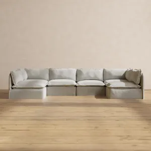 Modular Performance 6-Seater Open-Ends U-Sectional in Cloud | Relaxed Blend