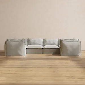 Modular Performance 6-Seater U-Sectional in Cloud | Relaxed Blend