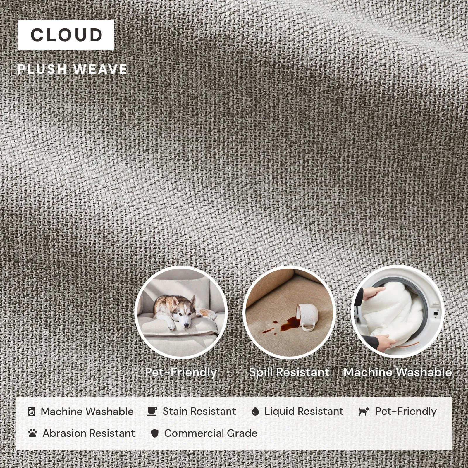 Modular Performance 7-Seater Corner Sectional in Cloud | Deluxe Blend