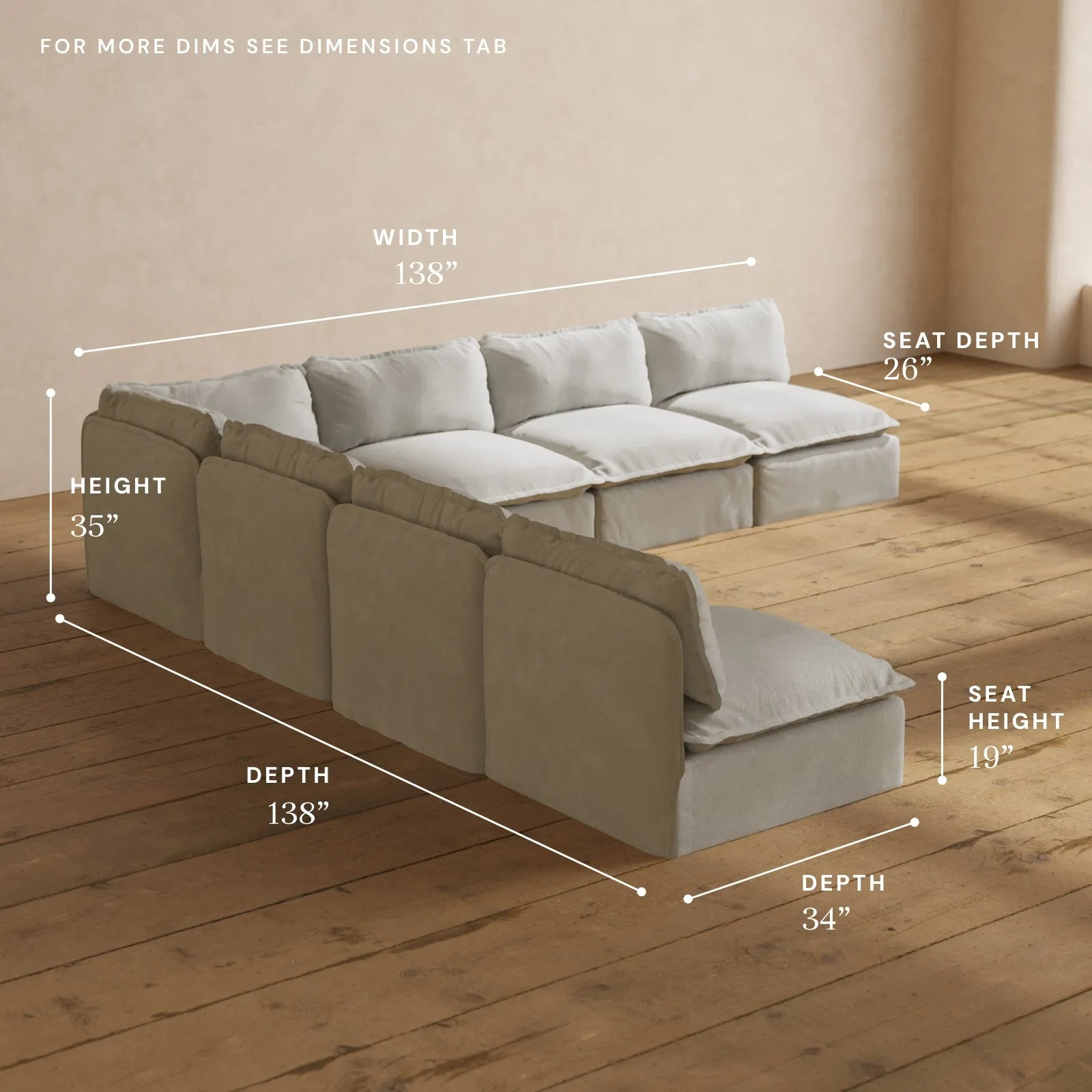 Modular Performance 7-Seater Open-Ends Corner Sectional in Cloud | Relaxed Blend