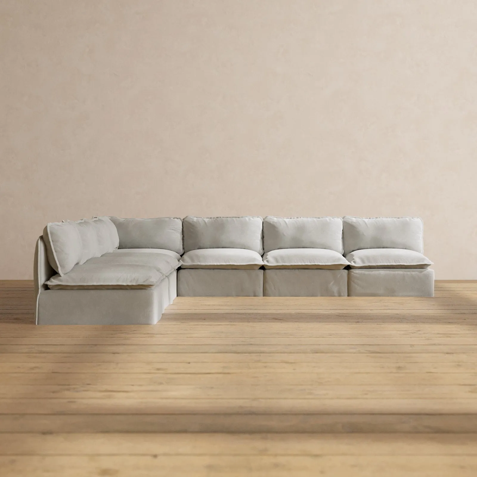 Modular Performance 7-Seater Open-Ends Corner Sectional in Cloud | Relaxed Blend